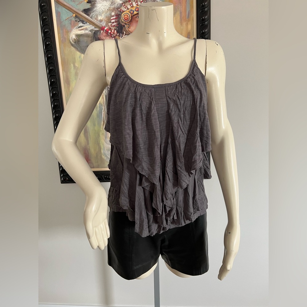 h.i.p. Gray Tiered Ruffle Spaghetti Strap Camisole - Picture 2 of 9